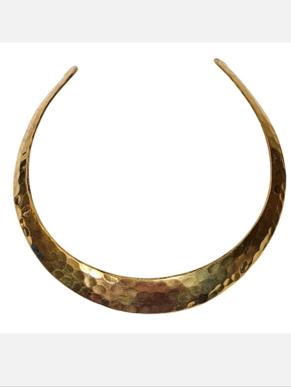 Vintage 80s Hammered Horseshoe Shaped Choker Necklace Authentic Retro Jewelry